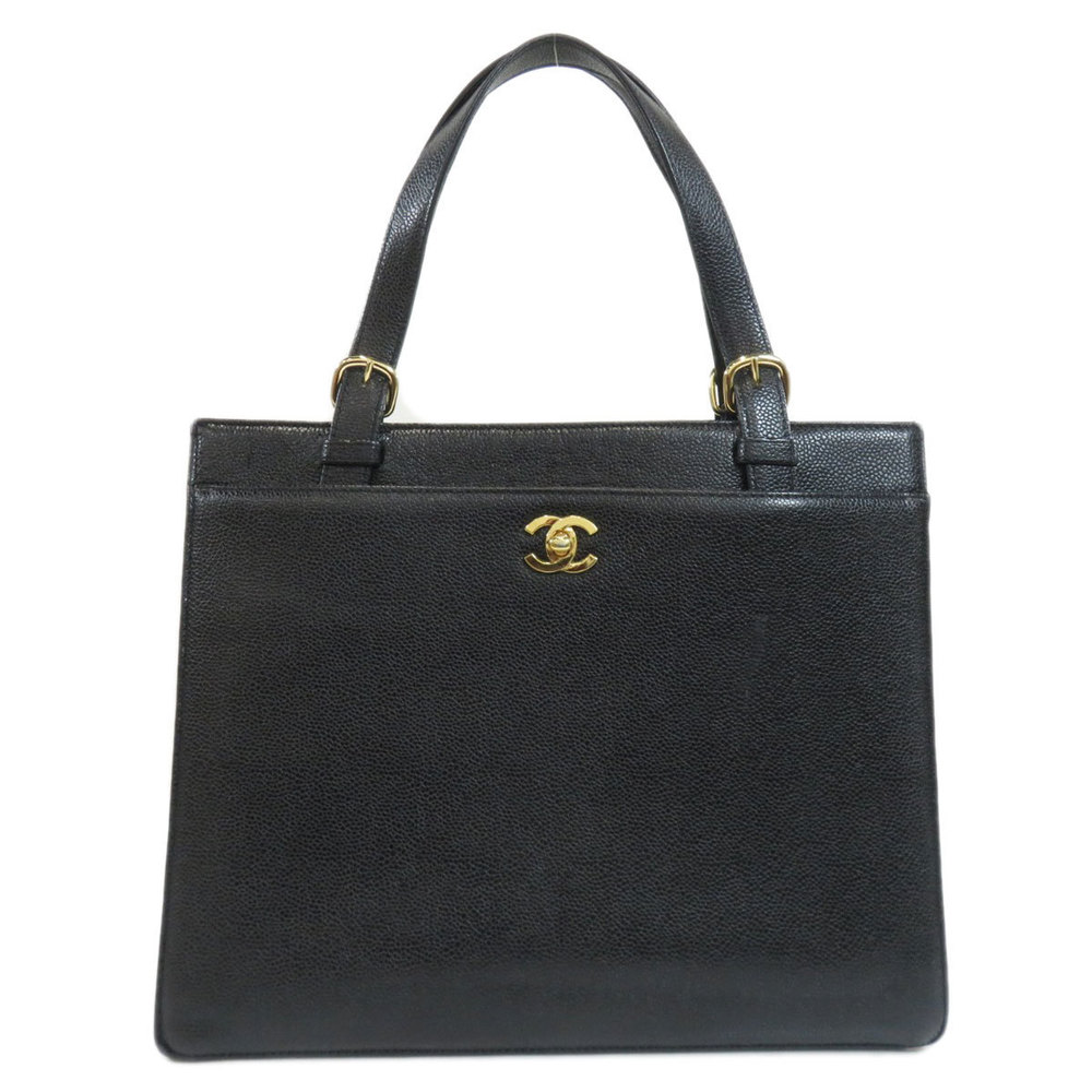 Chanel Coco Mark Gold Hardware Black Handbag Caviar Skin